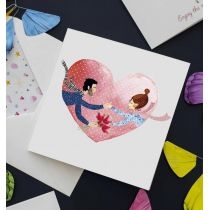 Karnet kwadrat z latającym motylkiem Ślub serce