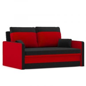 Sofa rozkładana 2-osobowa, Milton, 135x90x75 cm, czarny, czerwony
