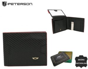 Elegancki, skórzany portfel męski z systemem. RFID - Peterson