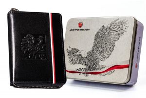 Skórzany, patriotyczny portfel na zamek - Peterson