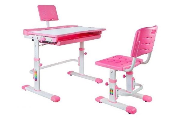 Biurko dziecięce z krzesłem, zestaw, Candy, różowy