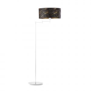 Lampa podłogowa, włącznik nożny, Cancun marmur, 63x155 cm, czarny klosz