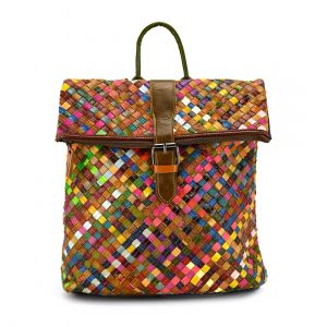 Wyjątkowy plecak skórzany z kolorowym wzorem