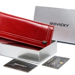 Skórzany portfel damski na karty z ochroną RFID Protect — Rovicky