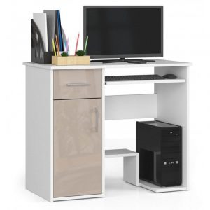 Biurko komputerowe, szafka, szuflada, jay, 90x50x74 cm, biel, cappuccino, połysk