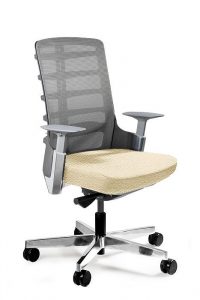 Fotel biurowy, Spinelly. M, czarny, biała skóra naturalna