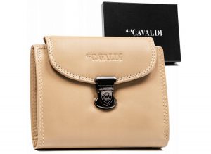Klasyczny, skórzany portfel damski na zatrzask - 4U Cavaldi
