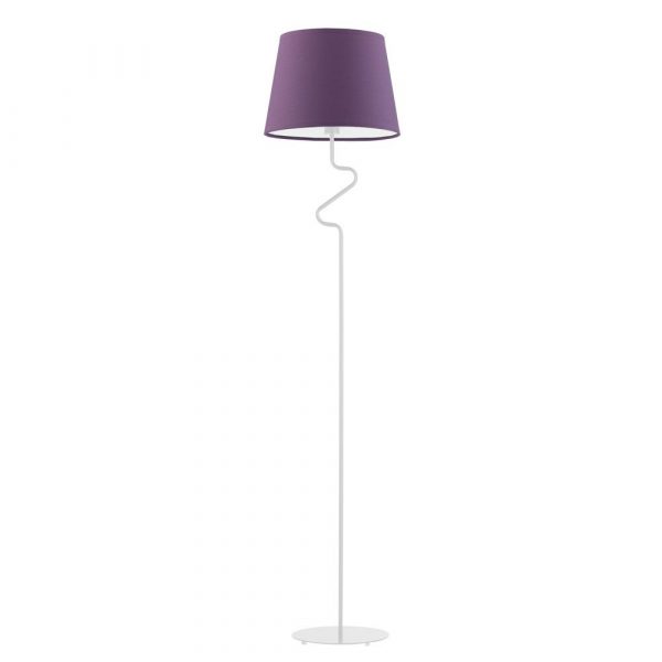 Lampa stojąca do salonu, Fogo, 37x174 cm, fioletowy klosz