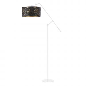 Lampa podłogowa do salonu, Liberia marmur, 77x170 cm, czarny klosz