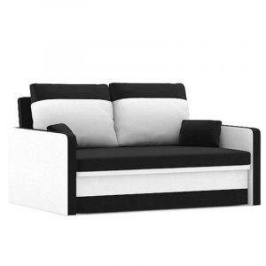 Sofa rozkładana 2-osobowa, Milton, 135x90x75 cm, biel, czarny