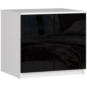 Nadstawka na szafę, 60x51x55 cm, biel, czarny, połysk