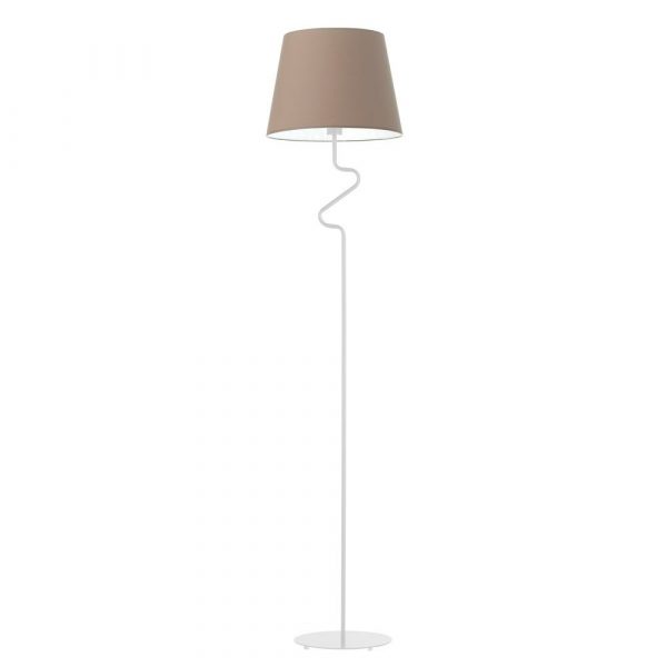 Lampa stojąca do salonu, Fogo, 37x174 cm, beżowy klosz