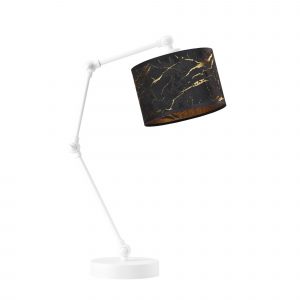 Regulowana lampka do pracy, nauki, Asmara marmur, 20x50 cm, czarny klosz