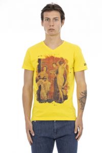 Koszulka. T-shirt marki. Trussardi. Action model 2AT145 kolor. Zółty. Odzież męska. Sezon: