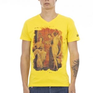 Koszulka. T-shirt marki. Trussardi. Action model 2AT145 kolor. Zółty. Odzież męska. Sezon: