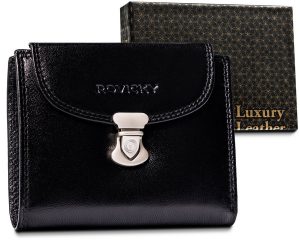 Skórzany portfel damski z ozdobnym zapięciem — Rovicky