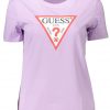 GUESS JEANS T-SHIRT Z KRÓTKIM RĘKAWEM DAMSKI FIOLETOWY