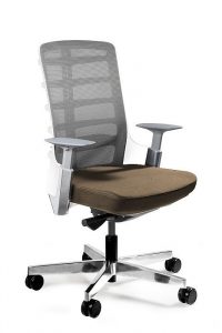 Fotel biurowy, krzesło obrotowe, Spinelly. M, biały, taupe