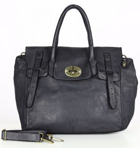 Kultowa torba damska do ręki ze skóry vintage capsule leather bag. MARCO MAZZINI czarna