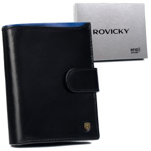 Skórzany portfel męski na karty z systemem. RFID Protect— Rovicky