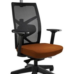 Fotel biurowy, ergonomiczny, Tune, brązowa skóra naturalna