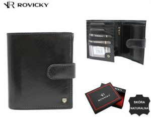 Skórzany, duży portfel męski z systemem. RFID - Rovicky