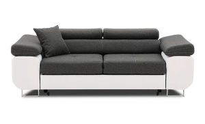 Sofa 2-osobowa do salonu, Rigatto, 207x100x86 cm, biel, ciemny szary