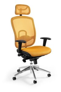 Fotel biurowy, ergonomiczny, mikrosiatka, Vip, żółty