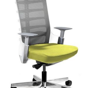 Fotel biurowy, krzesło obrotowe, Spinelly. M, biały, mustard