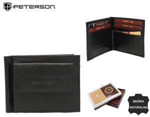 Mały portfel-banknotówka ze skóry naturalnej - Peterson