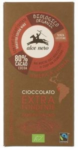 Alce. Nero − Czekolada gorzka z ziarnami kakaowca fair trade bezglutenowa. BIO − 100 g[=]