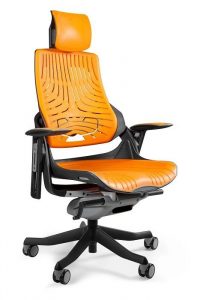 Fotel gabinetowy, ergonomiczny, Wau, elastomer, TPE12, mango, czarny