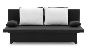 Kanapa rozkładana, poduszki, Sony 2, 193x78x67 cm, biel, czarny