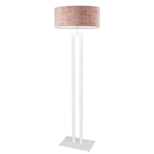 Lampa stojąca welurowa, Kalifornia velur, 40x161 cm, różowy klosz