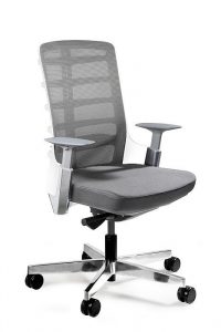 Fotel biurowy, krzesło obrotowe, Spinelly. M, biały, slategrey