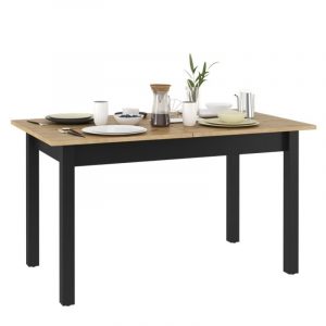 Stół do jadalni, rozkładany, Quant, 146-186x84x80 cm, czarny, dąb artisan