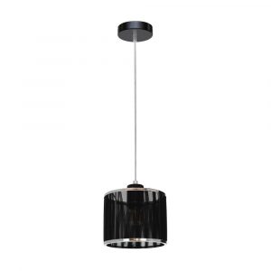 Lampa wisząca, Anina, 15x110 cm, czarny, transparentny, chrom
