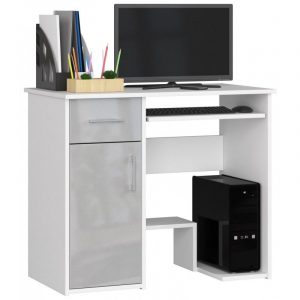 Biurko komputerowe, szafka, szuflada, jay, 90x50x74 cm, biel, metalik, połysk