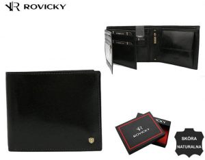Elegancki, skórzany portfel męski bez zapięcia zewnętrznego - Rovicky