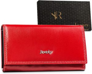 Duży, skórzany portfel damski z systemem. RFID — Rovicky