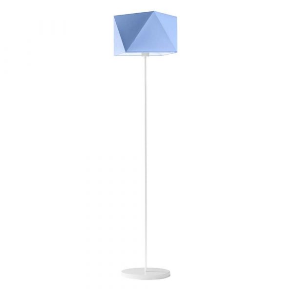 Lampa podłogowa do salonu, Fidżi, 45x160 cm, niebieski klosz