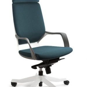 Fotel, krzesło biurkowe, Apollo, biały, steelblue
