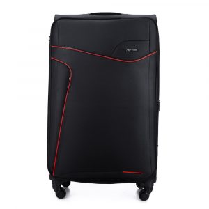Duża walizka miękka. XL Solier. STL1651 czarno-czerwona