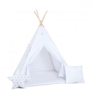 Namiot tipi dla dzieci, bawełna, okienko, poduszka, pomaluj mnie, 110x160 cm