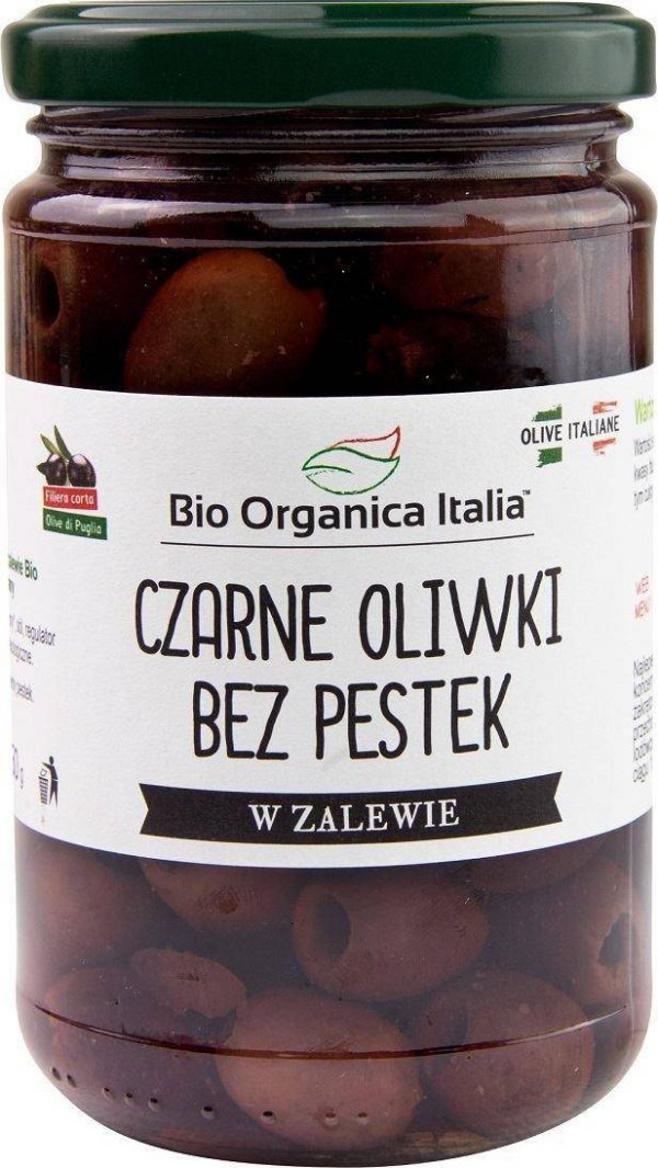 OLIWKI CZARNE BEZ PESTEK W ZALEWIE BIO 280 g (160 g) (SŁOIK) - BIO ORGANICA ITALIA