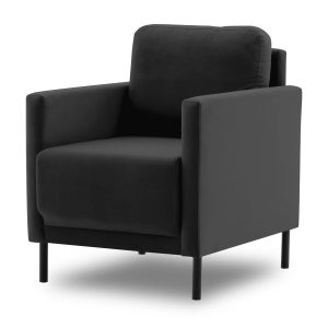 Fotel welurowy do salonu, Laya 55, 70x94x90 cm, czarny