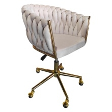 Krzesło obrotowe. Delphi, welurowe, jasnobeżowe/złote nogi