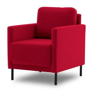 Fotel welurowy do salonu, Laya 55, 70x94x90 cm, czerwony
