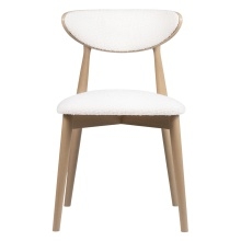 Krzesło drewniane do jadalni. Diuna ll, białe/dąb sonoma, boucle