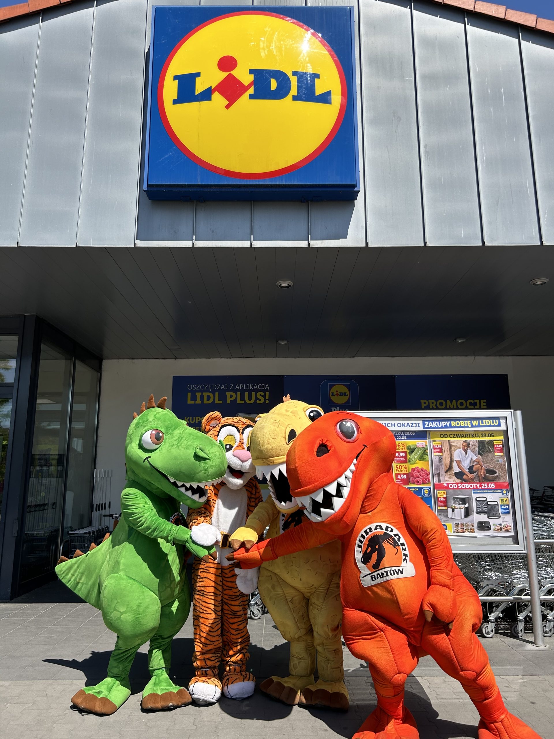 Tygryski i Dinozaury – łączą siły z myślą o dzieciach i całych rodzinach! Zdjęcie przed sklepem Lidl